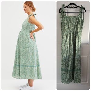 MOTHERHOOD Tie Strap Sleeveless Maternity Maxi Dress - Green Floral